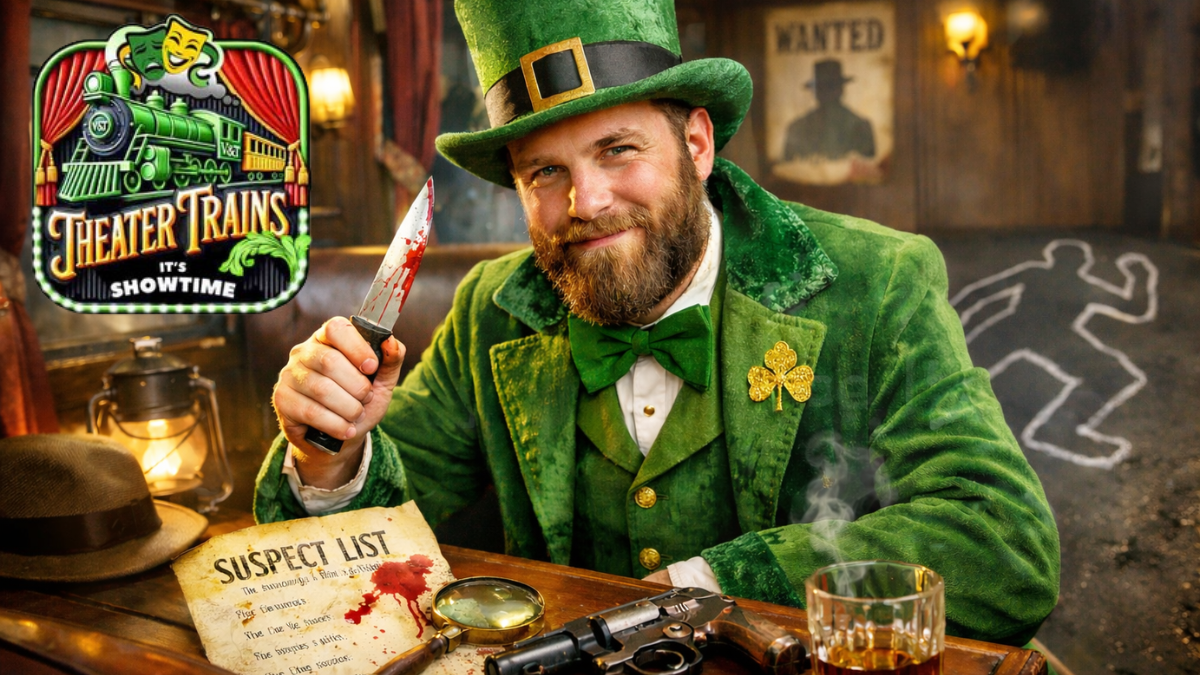 St. Patrick's Day themed murder mystery theater train in Virginia City